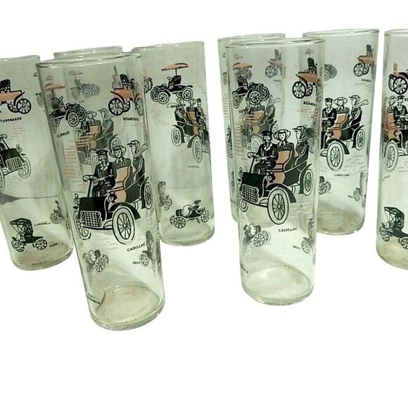 VTG Set of 6 Libbey Zombie Glasses  Antique Cadillac, Ford, Dodge CARS Unused - Picture 1 of 4
